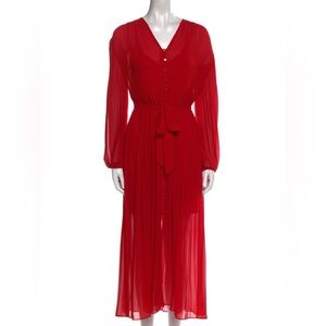 Maje Vibrant Red Long Sleeve Dress